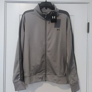 NWT XL Under Armour UA Tricot Tracksuit Jacket Gray Fleece-lined Zip Up NEW
